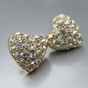 Vintage Swarovski Crystal Heart Stud Earrings